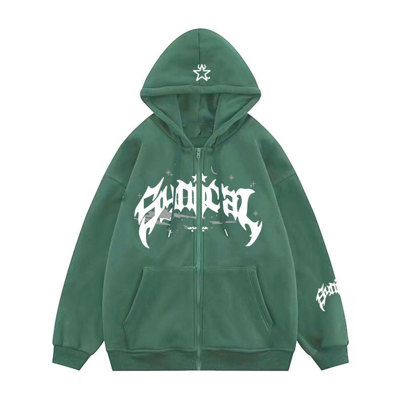 Green Stotic Zipper Hoodie